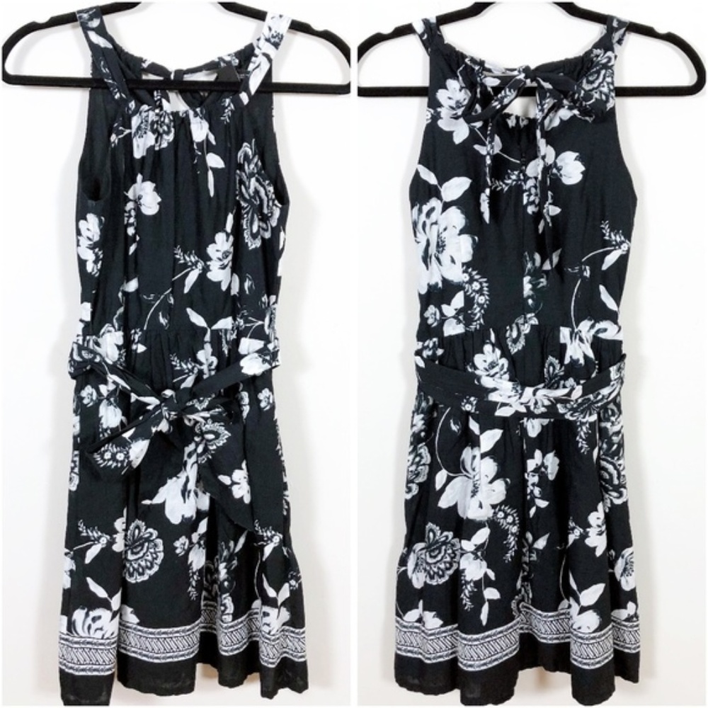 White House Black Market Floral Halter Sun Dress